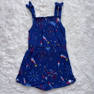 Play by Little Sleepies Girls 4T Firecracker Smocked Patriotic Romper Summer